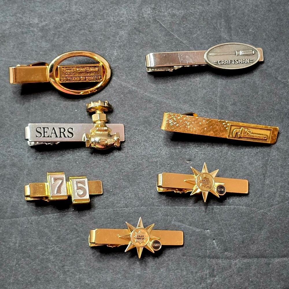 Sears Craftsman Employee Tie Clips Lot 7 Anson Sales Pointer Tool Awards 60s 70s
